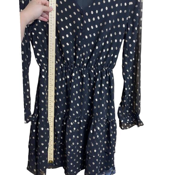 NWT Nanette Lepore black long sleeve dress with gold dots - Size 8 - Picture 7 of 13